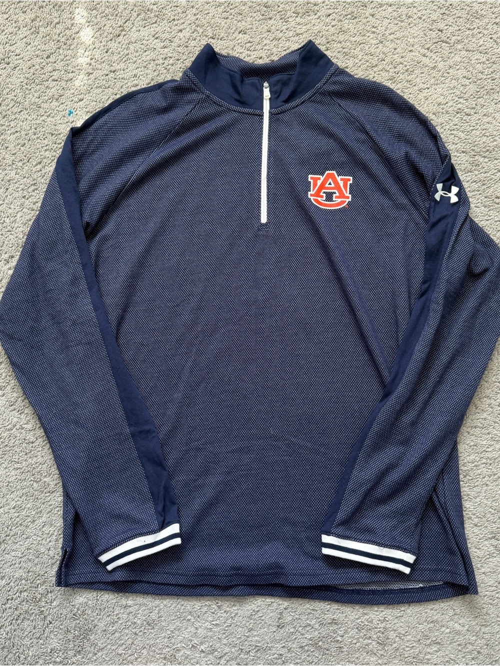 Under Armour Auburn Tigers 1/4 Zip Pullover Jacket Mens Large Navy Blue ColdGear